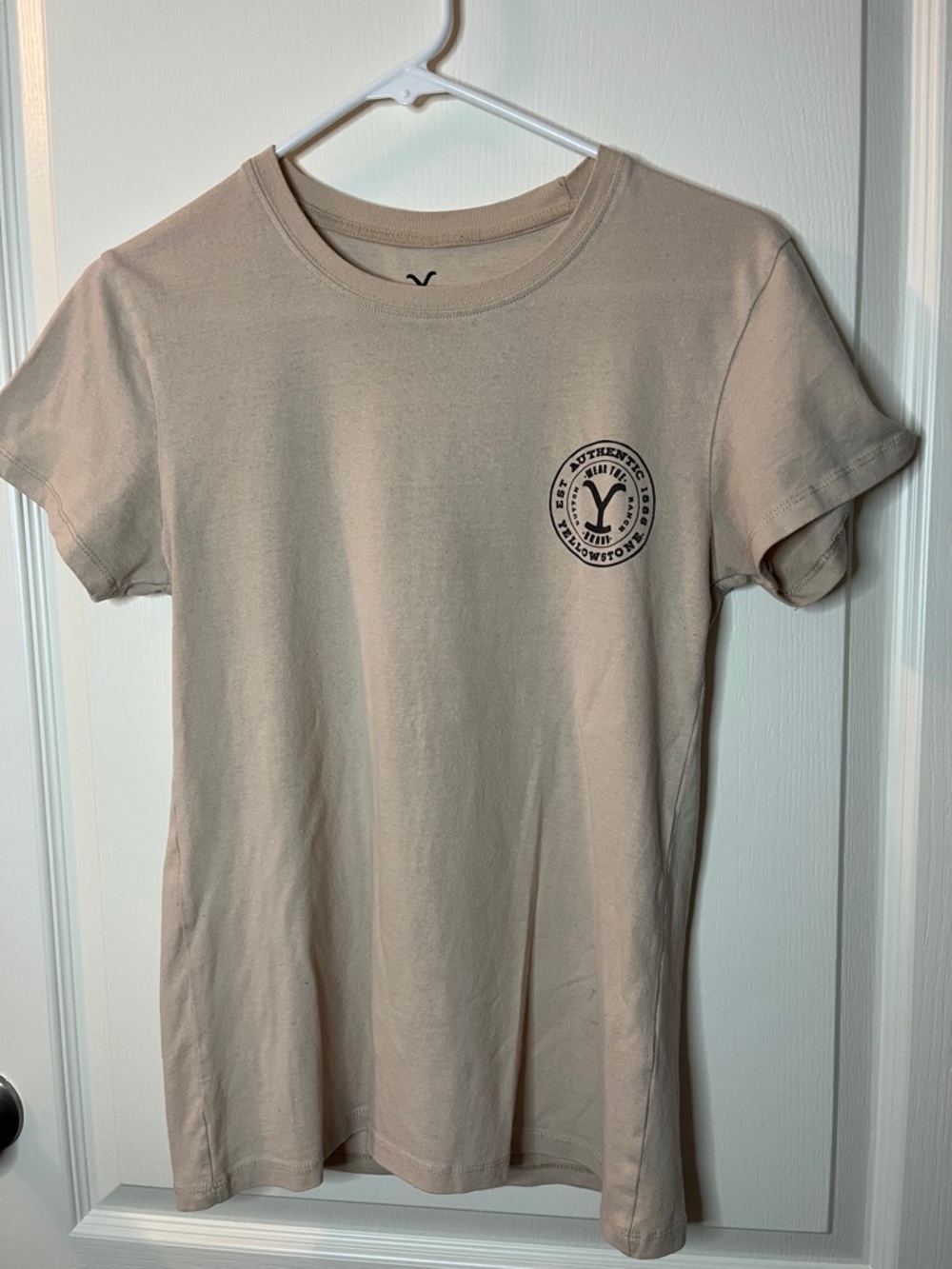 Youth Short Sleeve Yellowstone Tee - Beige with Logo